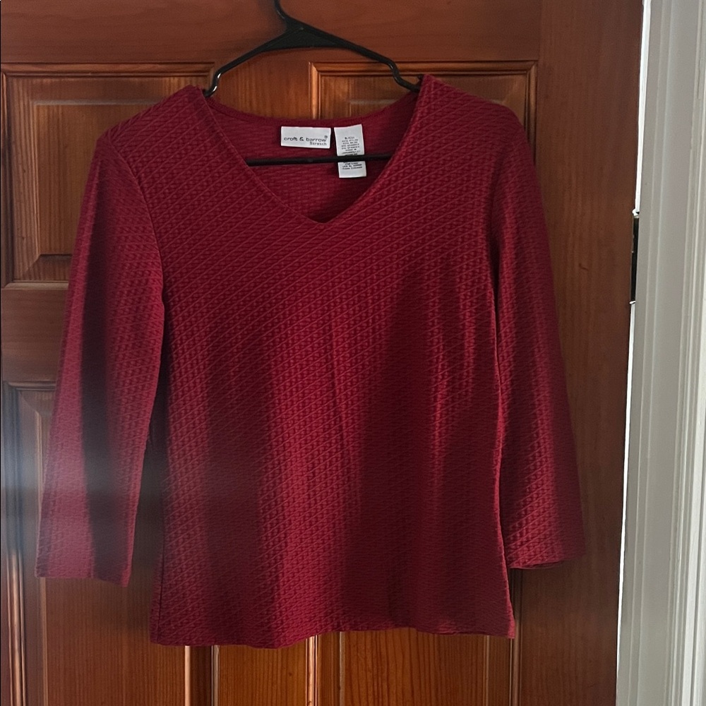 Croft & Barrow Red Textured Women's Top
